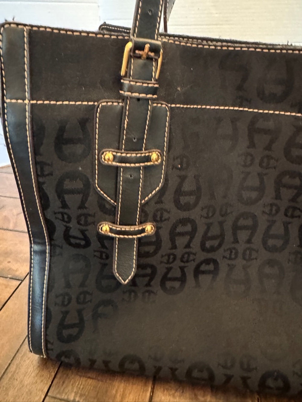 Vintage Etienne Aigner Womens Black Monogram Shoulder Bag Y2K Preppy Classy Boho - Picture 4 of 13